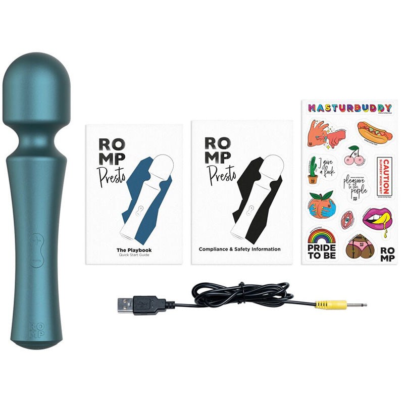 Vibrador Mini Wand ROMP Presto Verde com Cabeça Flexível