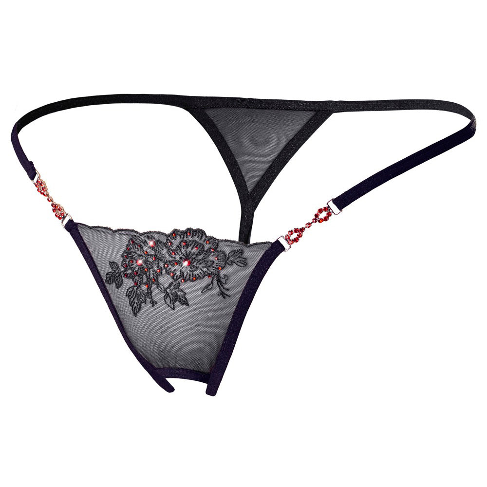 Tanga-String Aberta Rosa Bordada