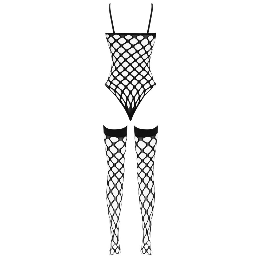 Conjunto Rede Preta Body e Meias