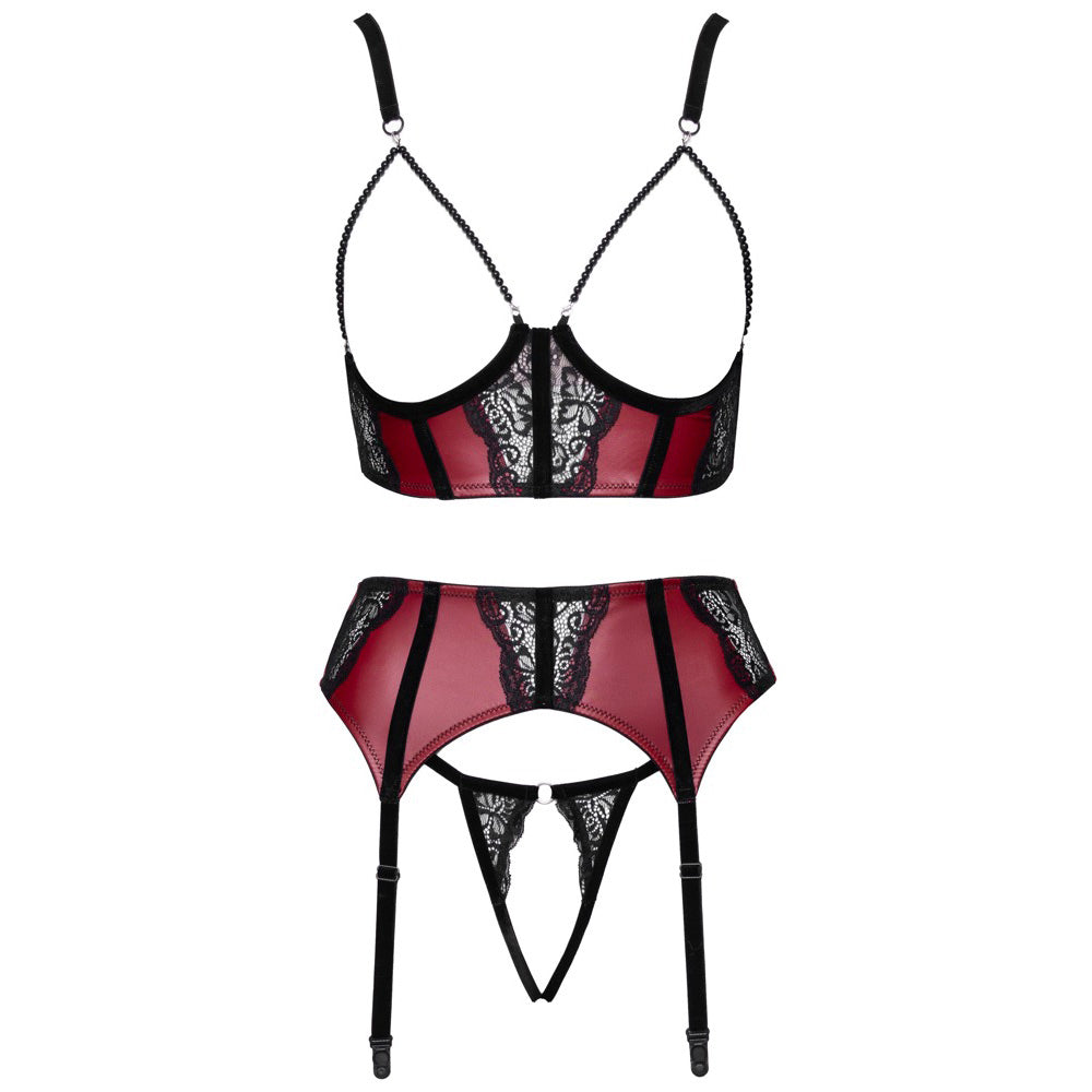 Conjunto 3 Peças Aberto Preto/Vermelho
