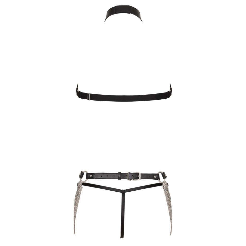 Conjunto Arnês Preto Correntes