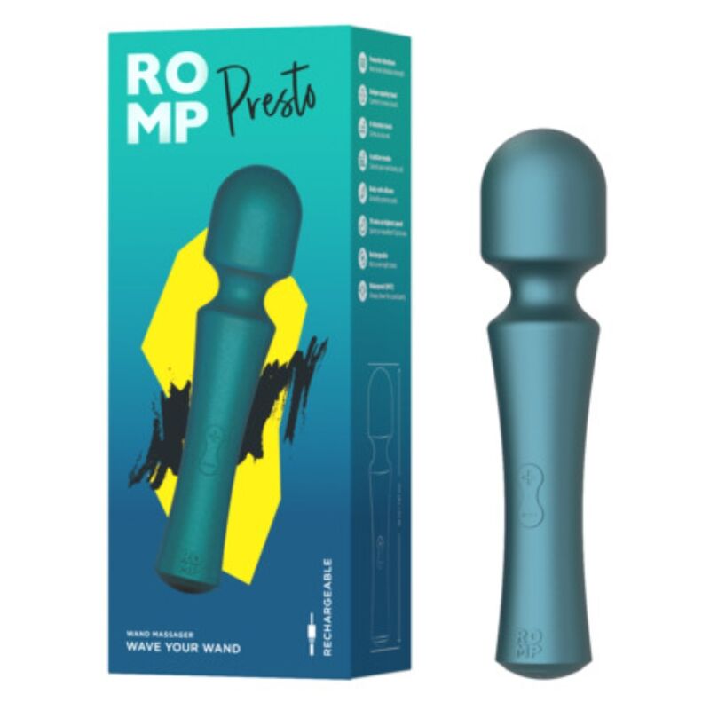 Vibrador Mini Wand ROMP Presto Verde com Cabeça Flexível