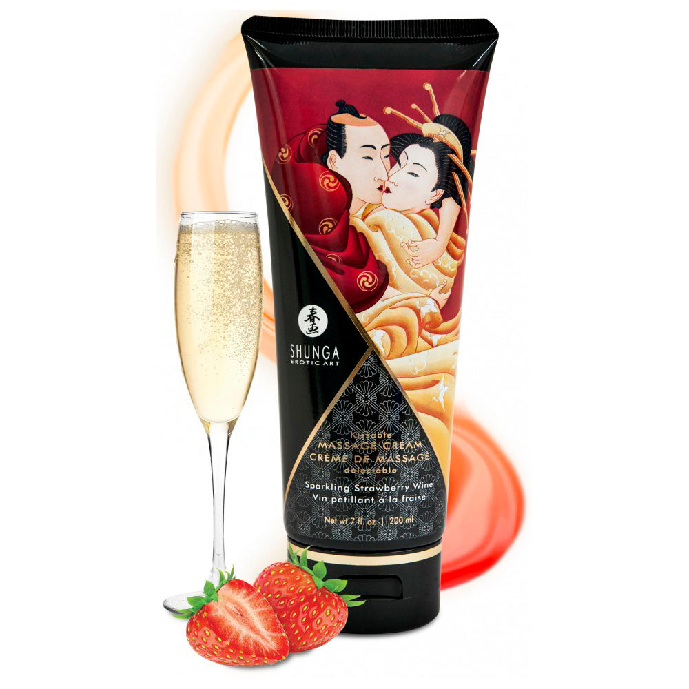 Creme de Massagem de Morango e Champagne Shunga Comestível 200ml