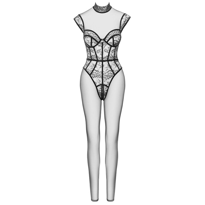 Jumpsuit Transparente em Renda Cottelli Party