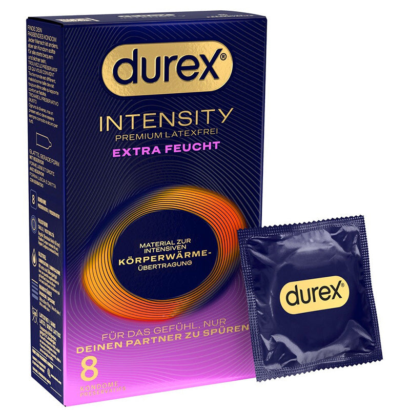 Preservativos Sem Látex Extra Lubrificados Durex Intensity (Pack de 8)