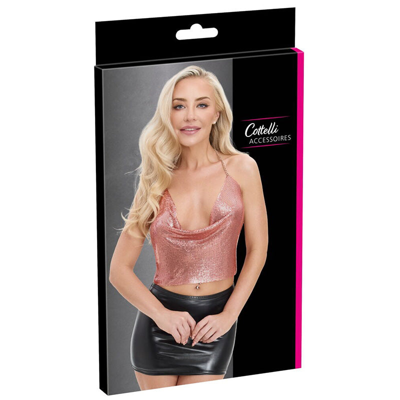 Top de Metal Rose Gold com Decote Caído