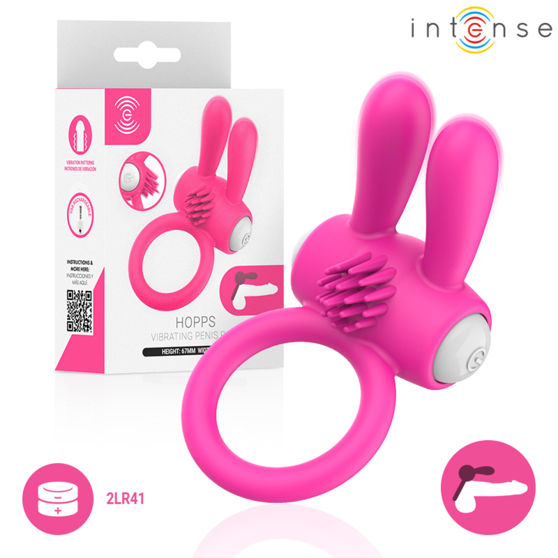 Anel Peniano Vibratório Intense Hopps com Estimulador Rosa