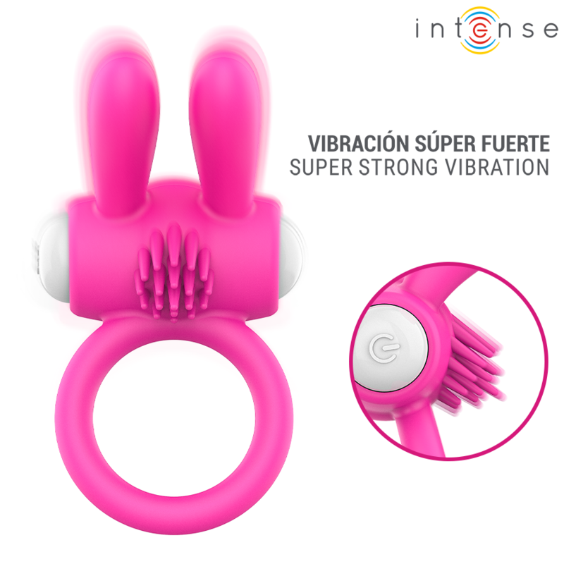 Anel Peniano Vibratório Intense Hopps com Estimulador Rosa