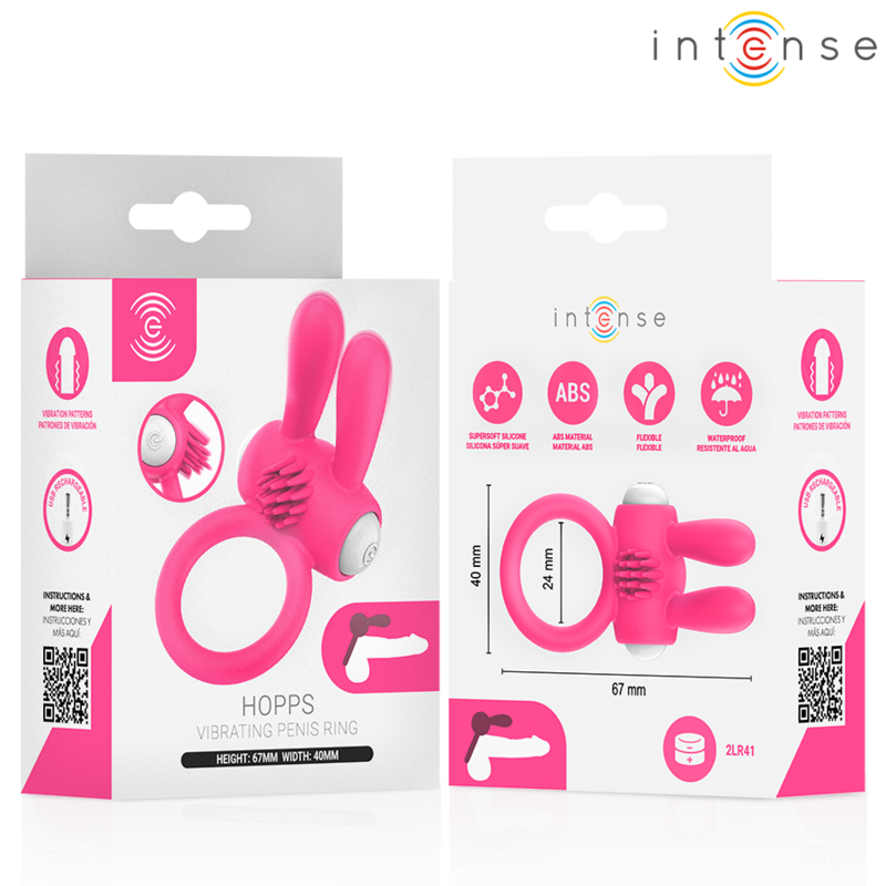 Anel Peniano Vibratório Intense Hopps com Estimulador Rosa