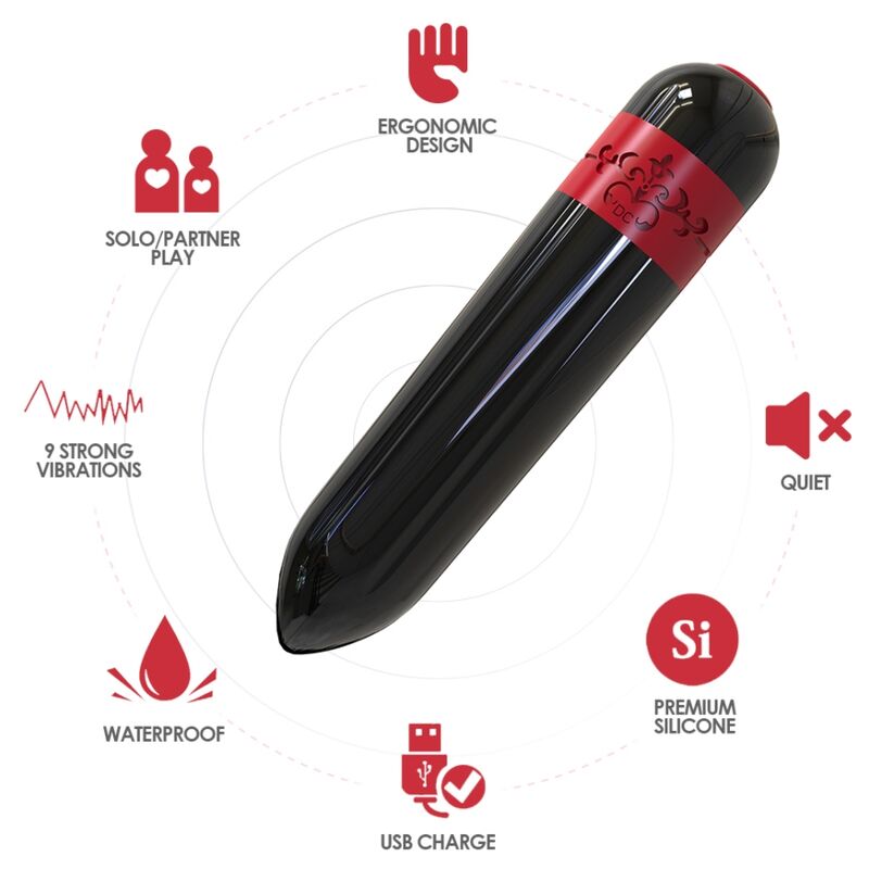 Bala Vibrador Armony Foguete Preto – 9 Modos de Vibração