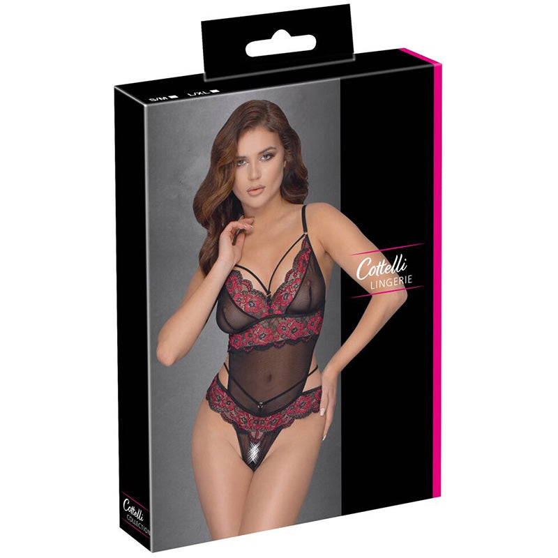Body Aberto na Virilha com Renda e Powernet | Cottelli