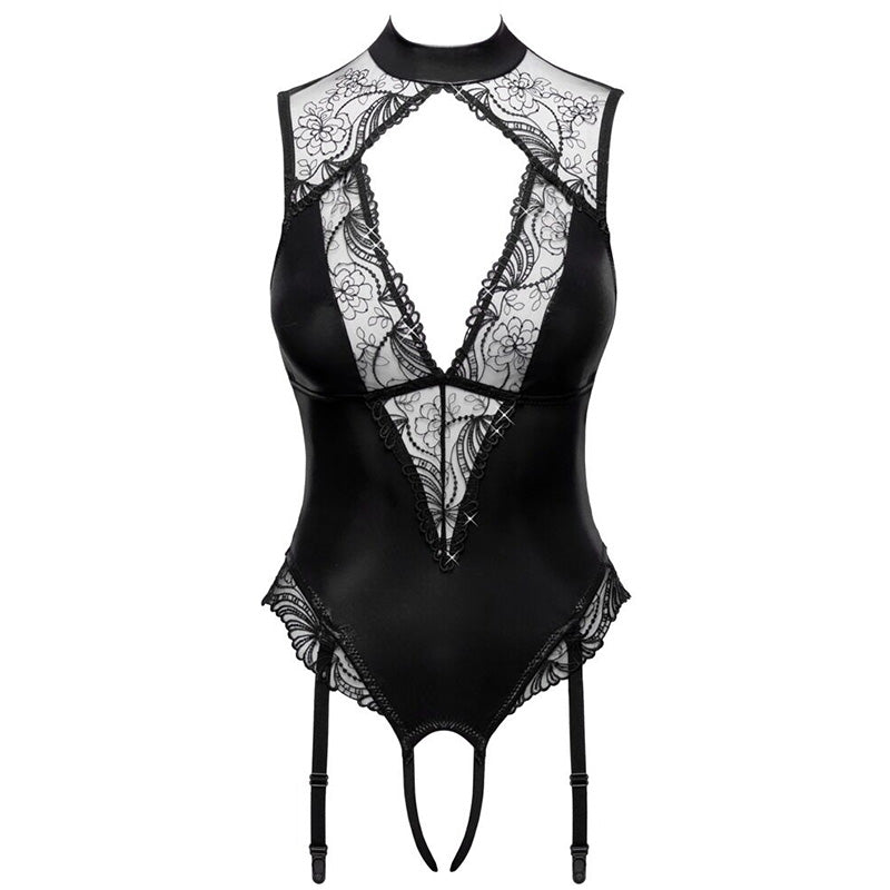 Body Aberto Wetlook com Lantejoulas e Ligas | Cottelli Lingerie