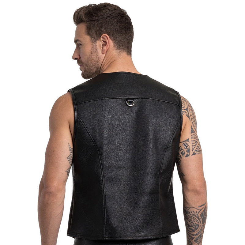 Colete Estilo Biker em Pele Sintética com Corrente Svenjoyment