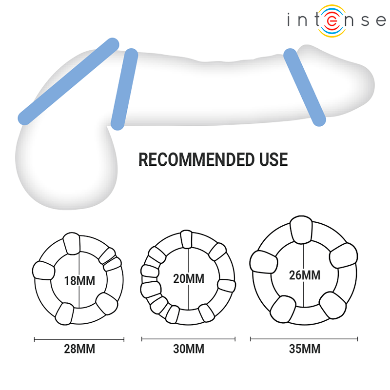 Conjunto de 3 Anéis Penianos INTENSE Bourne de Silicone