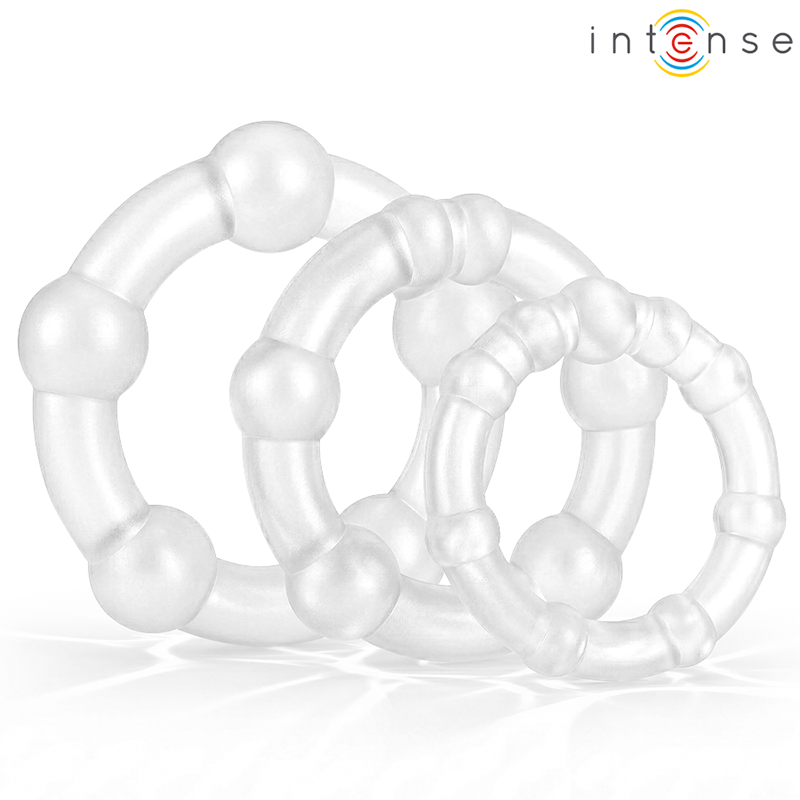 Conjunto de 3 Anéis Penianos INTENSE Bourne de Silicone
