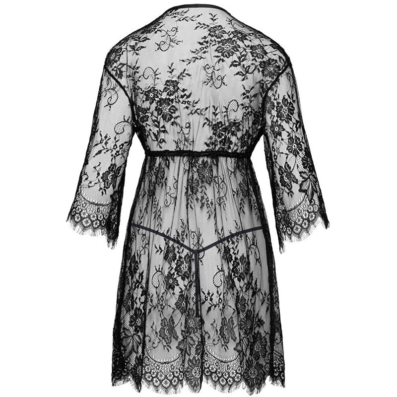 Cottelli Lingerie Kimono de Renda Transparente com Tanga