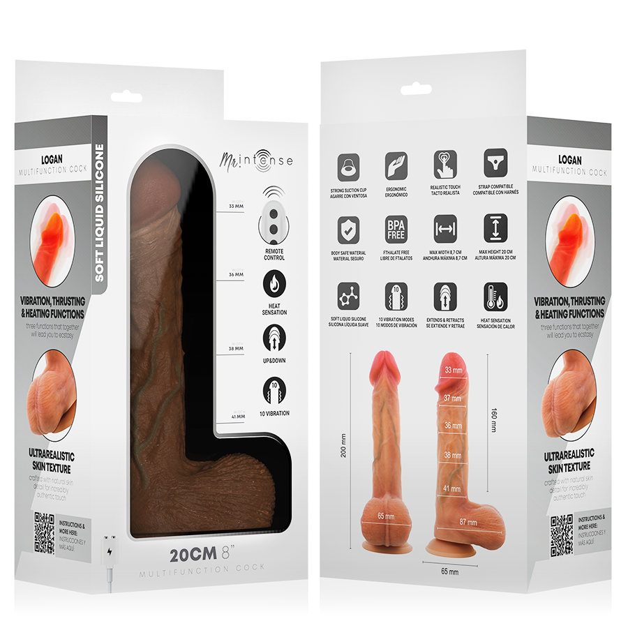 Vibrador Logan Mr Intense em Silicone com Aquecimento e Comando (20 cm)