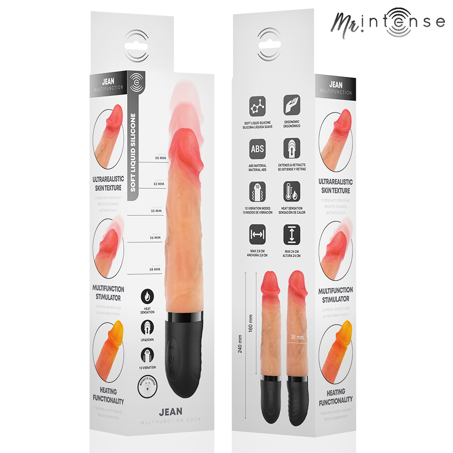 Vibrador Jean Up&Down de Silicone com Efeito de Calor 24cm