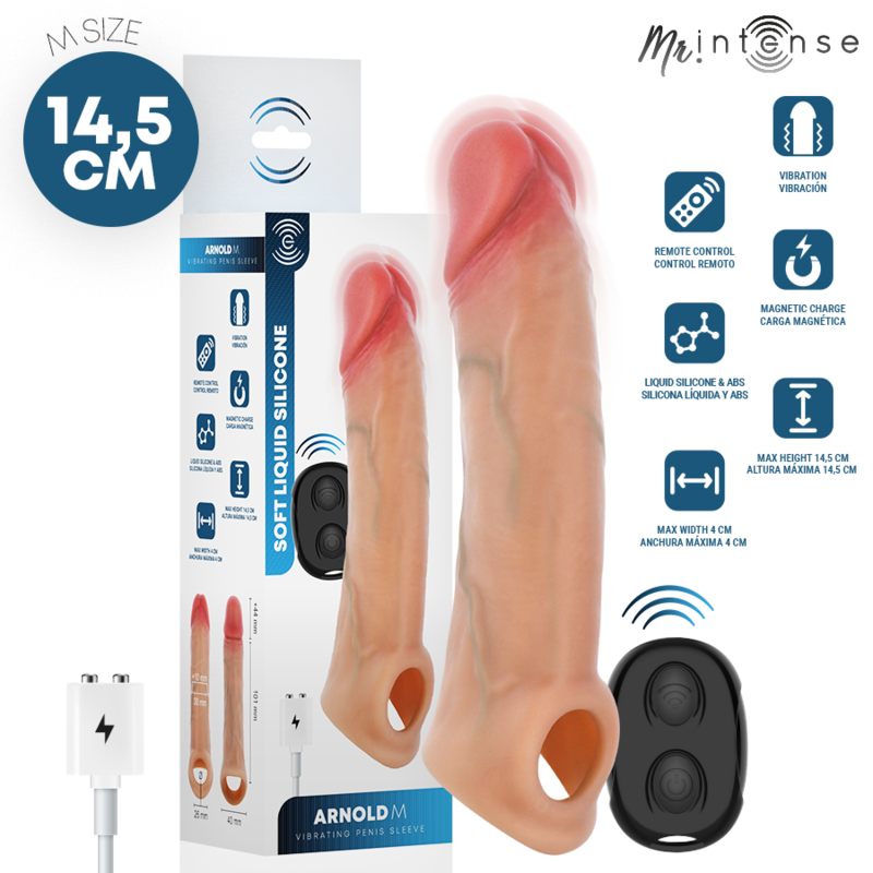 Capa de Silicone Vibratória para Pénis com Comando Arnold M – 14,5cm