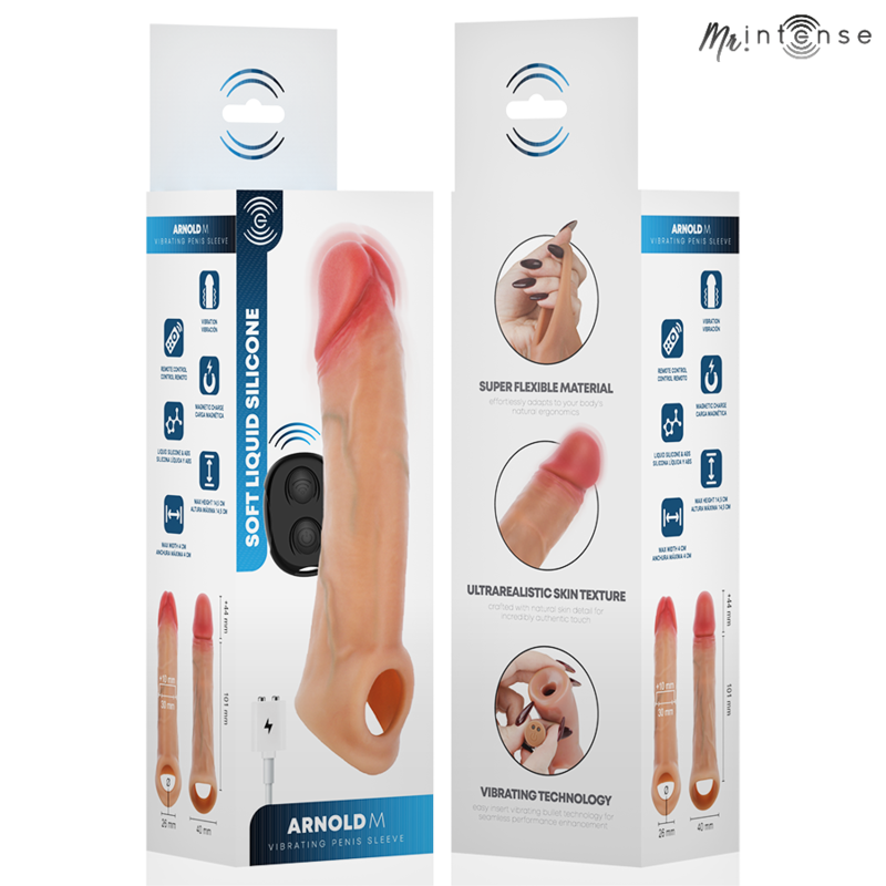 Capa de Silicone Vibratória para Pénis com Comando Arnold M – 14,5cm