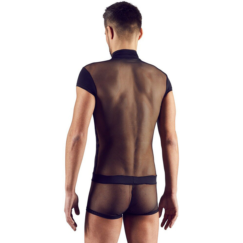 Playsuit Masculino com Fecho Frontal e Rede | Lingerie