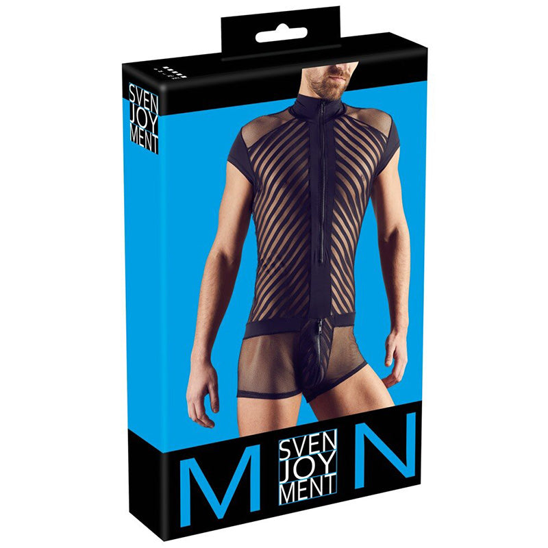 Playsuit Masculino com Fecho Frontal e Rede | Lingerie