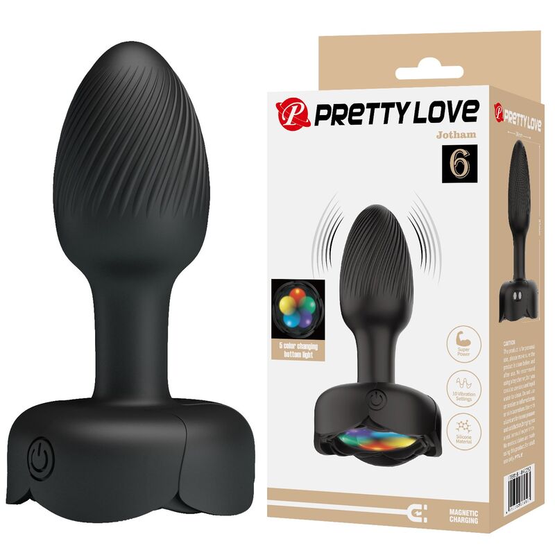 Plug Anal Vibratório Recarregável Preto Pretty Love com 10 Modos