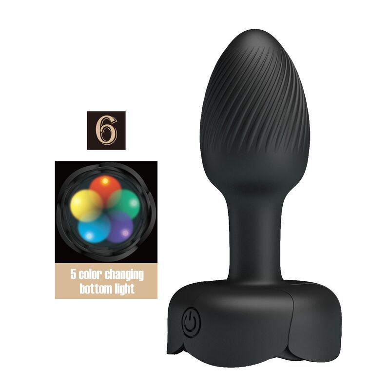 Plug Anal Vibratório Recarregável Preto Pretty Love com 10 Modos