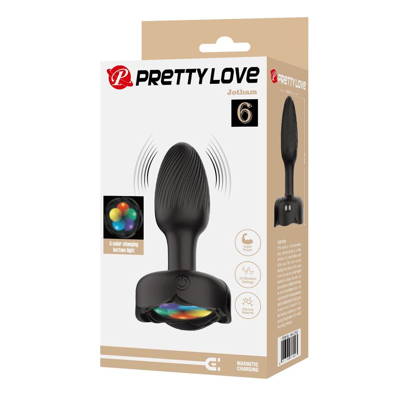 Plug Anal Vibratório Recarregável Preto Pretty Love com 10 Modos