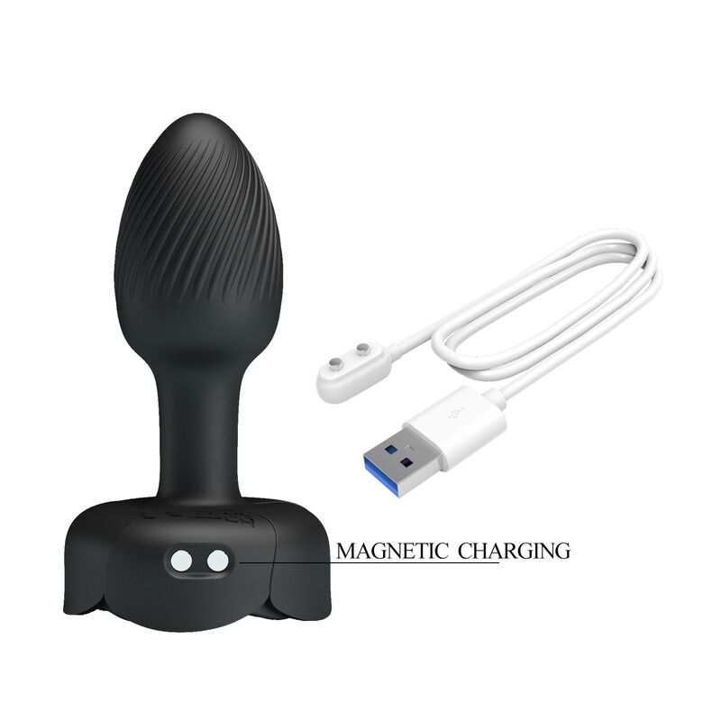 Plug Anal Vibratório Recarregável Preto Pretty Love com 10 Modos