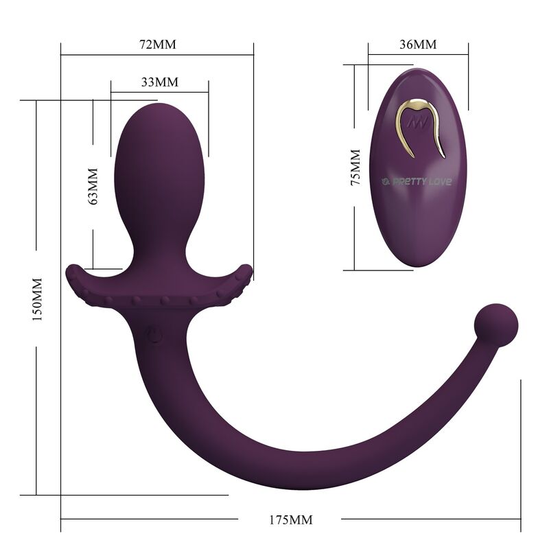 Pretty Love Lioea Plug Anal Vibratório com Rabo Roxo