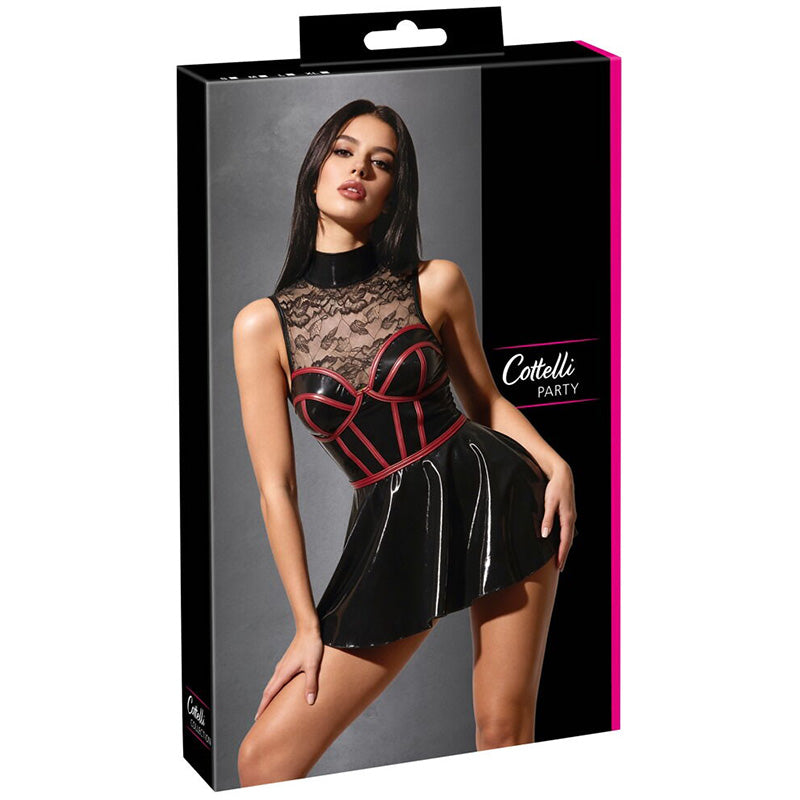 Vestido Mini Wetlook e Renda Cottelli Party | Elegante e Sedução