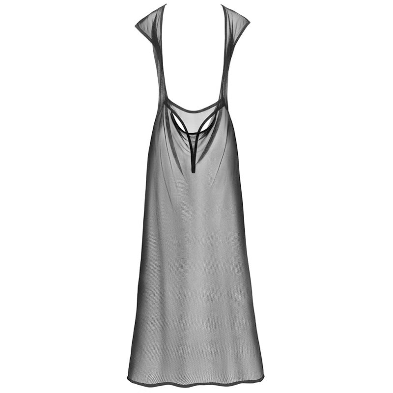 Vestido Transparente de Rede Preto Cottelli Party com Aberturas