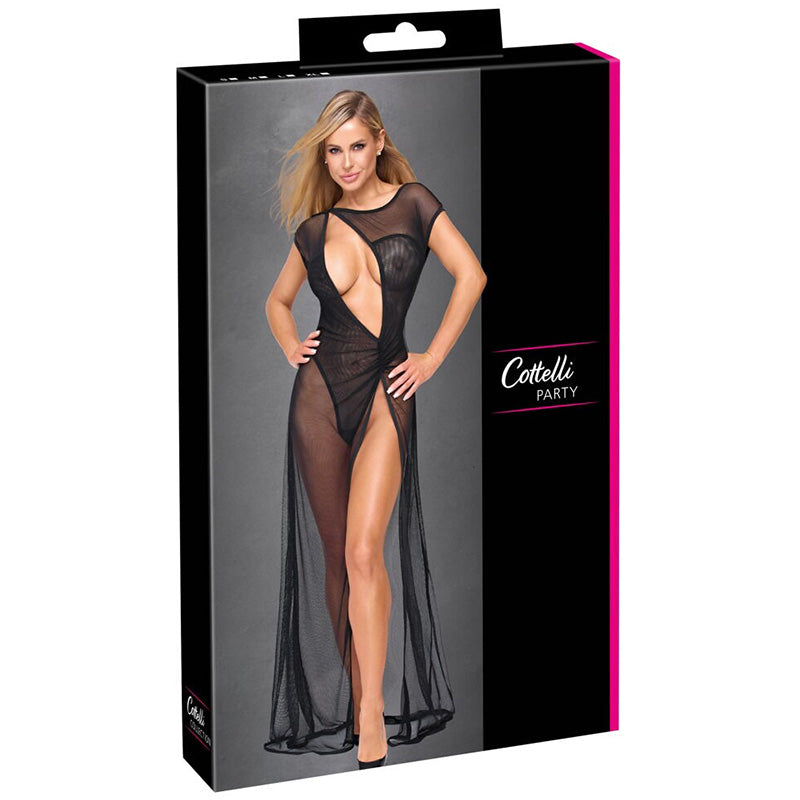 Vestido Transparente de Rede Preto Cottelli Party com Aberturas