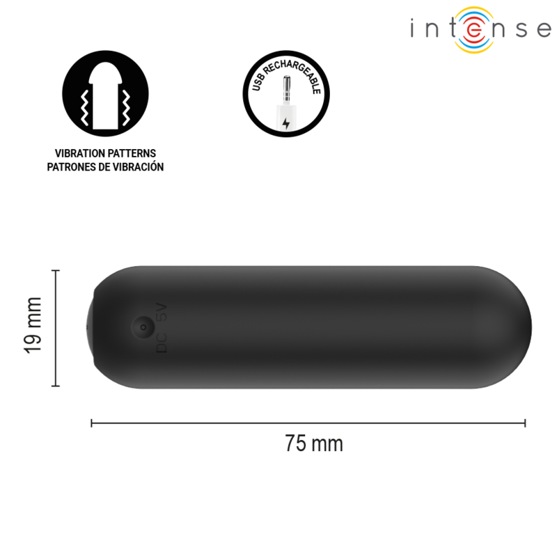 Vibrador Bala com Controlo Remoto INTENSE JUDY Preto Recarregável