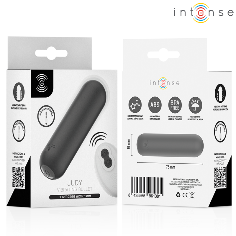 Vibrador Bala com Controlo Remoto INTENSE JUDY Preto Recarregável