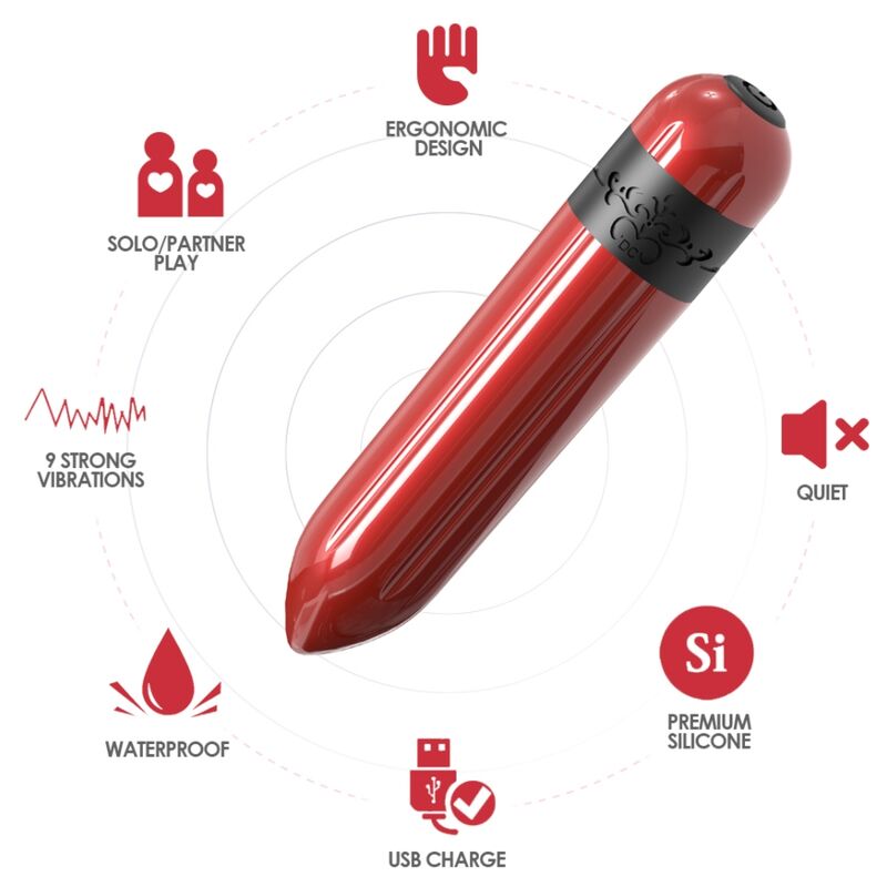 Vibrador Bullet Vermelho Armony Rocket | 9 Modos e Impermeável