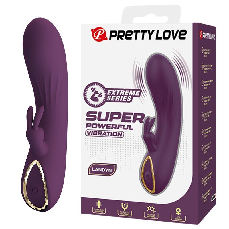 Vibrador Coelho Recarregável com 10 Funções Landyn Roxo | Pretty Love
