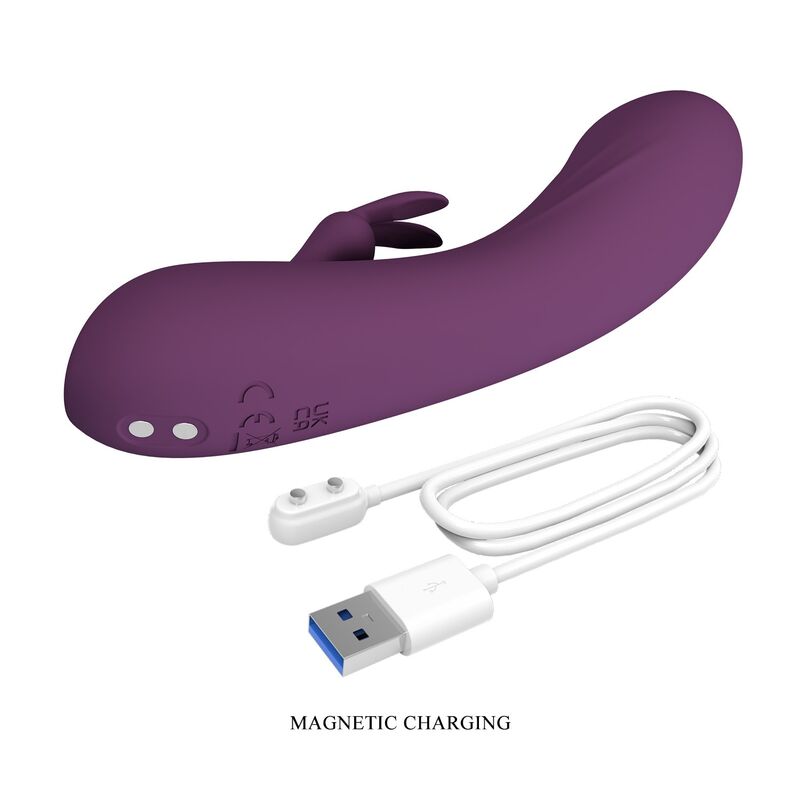 Vibrador Coelho Recarregável com 10 Funções Landyn Roxo | Pretty Love