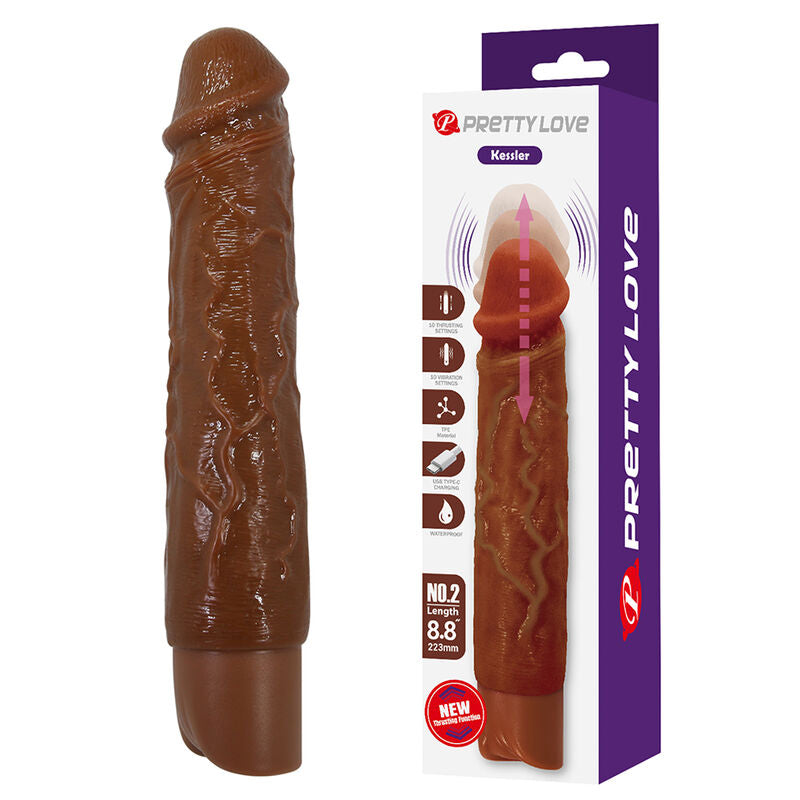 Vibrador Realista Castanho Pretty Love Kessler com Penetração