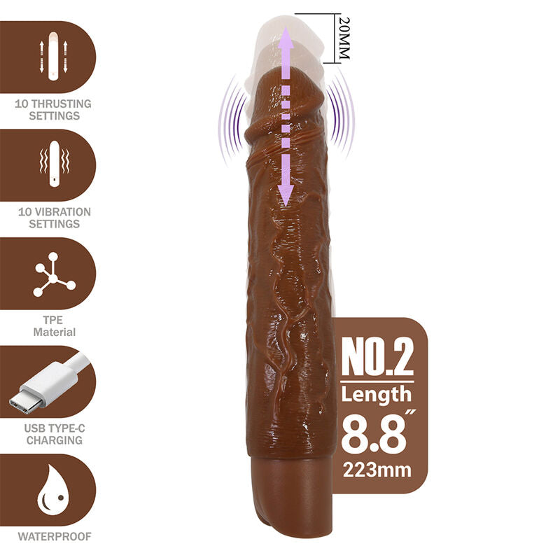 Vibrador Realista Castanho Pretty Love Kessler com Penetração