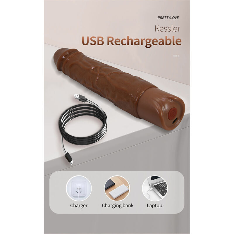 Vibrador Realista Castanho Pretty Love Kessler com Penetração